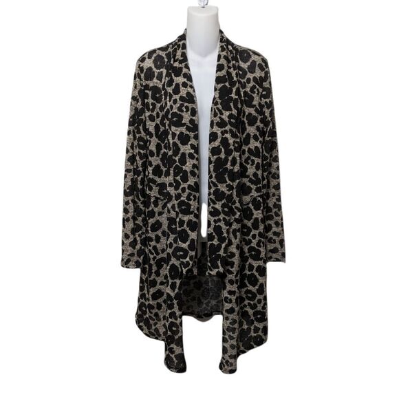 ENK APPAREL The Leopard Drape Cardigan M - Picture 2 of 7
